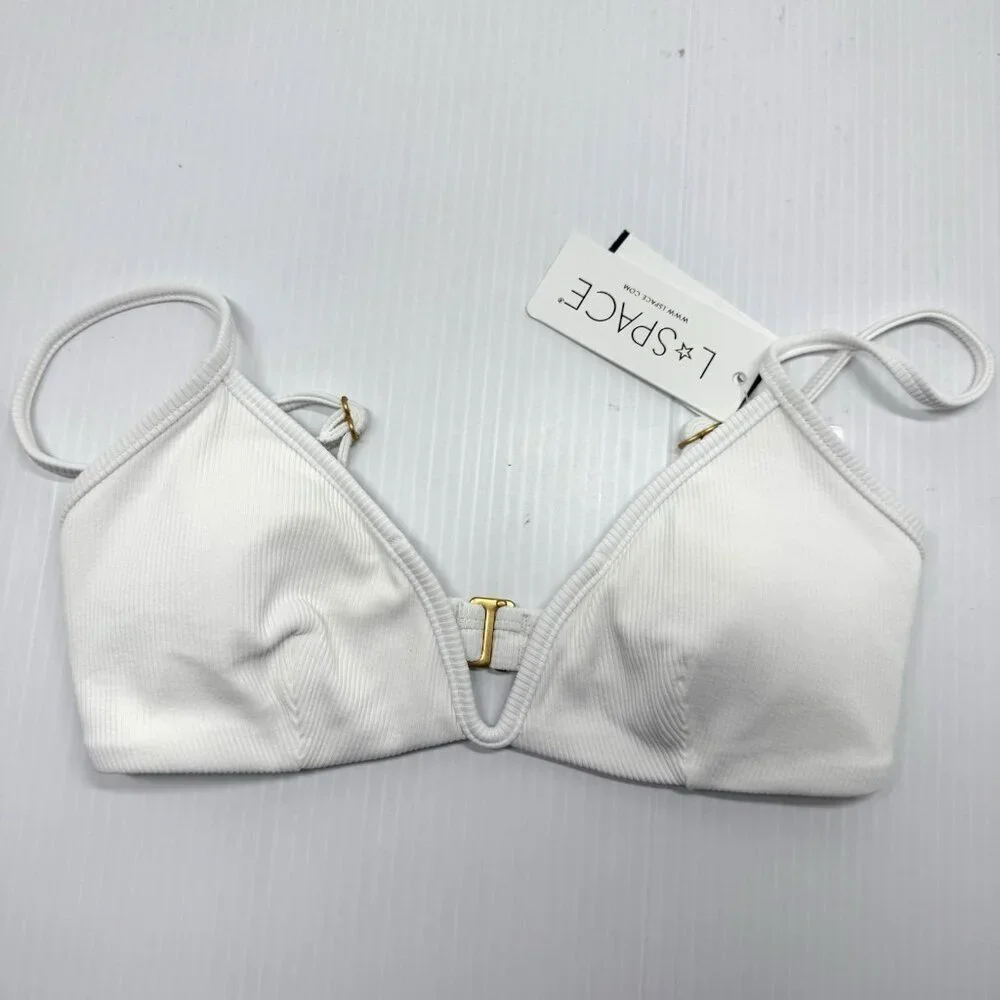 L Space Women's White Classic Wired Front Helena Bikini Top Swimwear Size XS NWT
